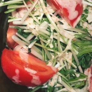お弁当の彩りに！水菜とトマトのサラダ